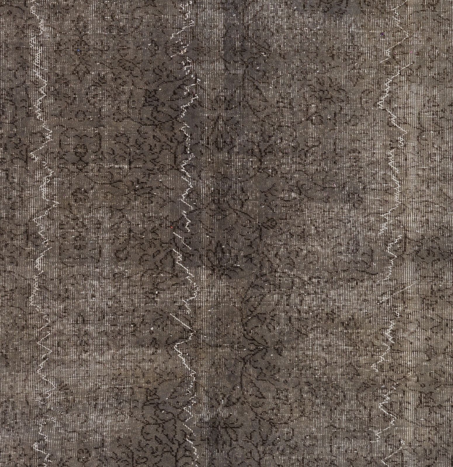 6.5x9.7 Ft Mid Century Area Rug Overdyed In Gray, Handknotted In Turkey photo 530.0
