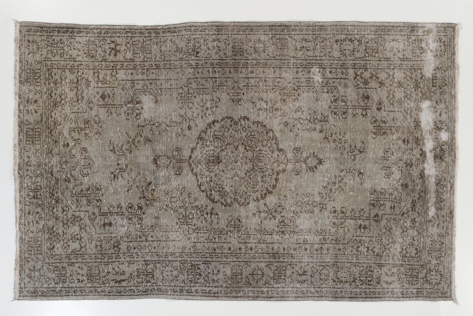 5.7x9.2 Ft Vintage Area Rug Overdyed In Gray, Handknotted In Turkey photo furniture