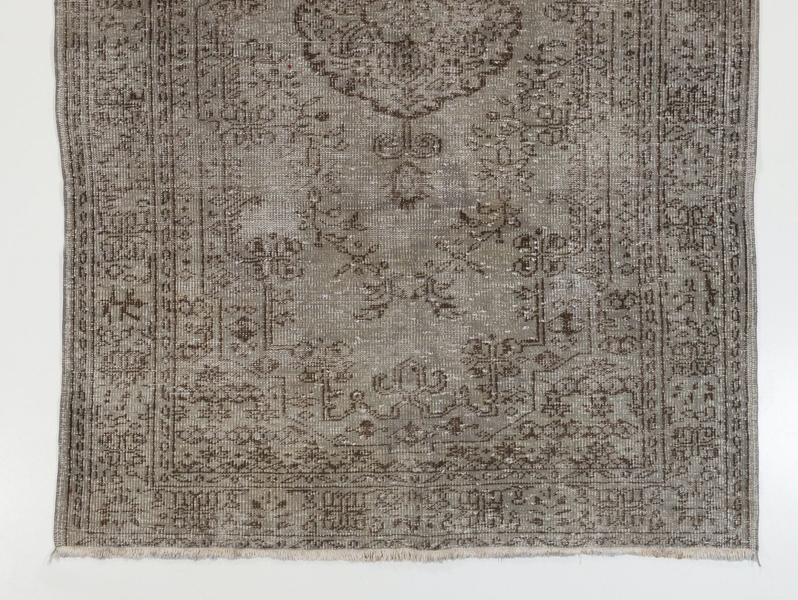5.7x9.2 Ft Vintage Area Rug Overdyed In Gray, Handknotted In Turkey photo for sale