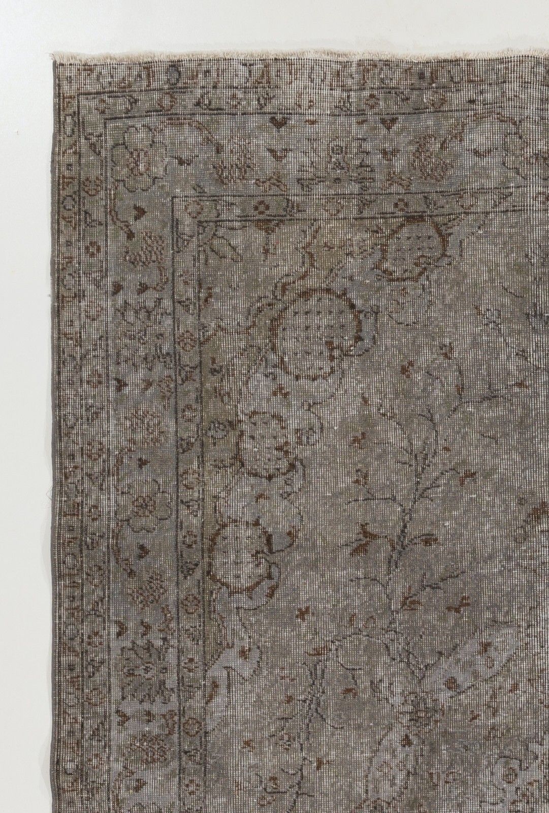 6.5x9.8 Ft Mid Century Area Rug Overdyed In Gray, Hand Knotted In Turkey photo furniture