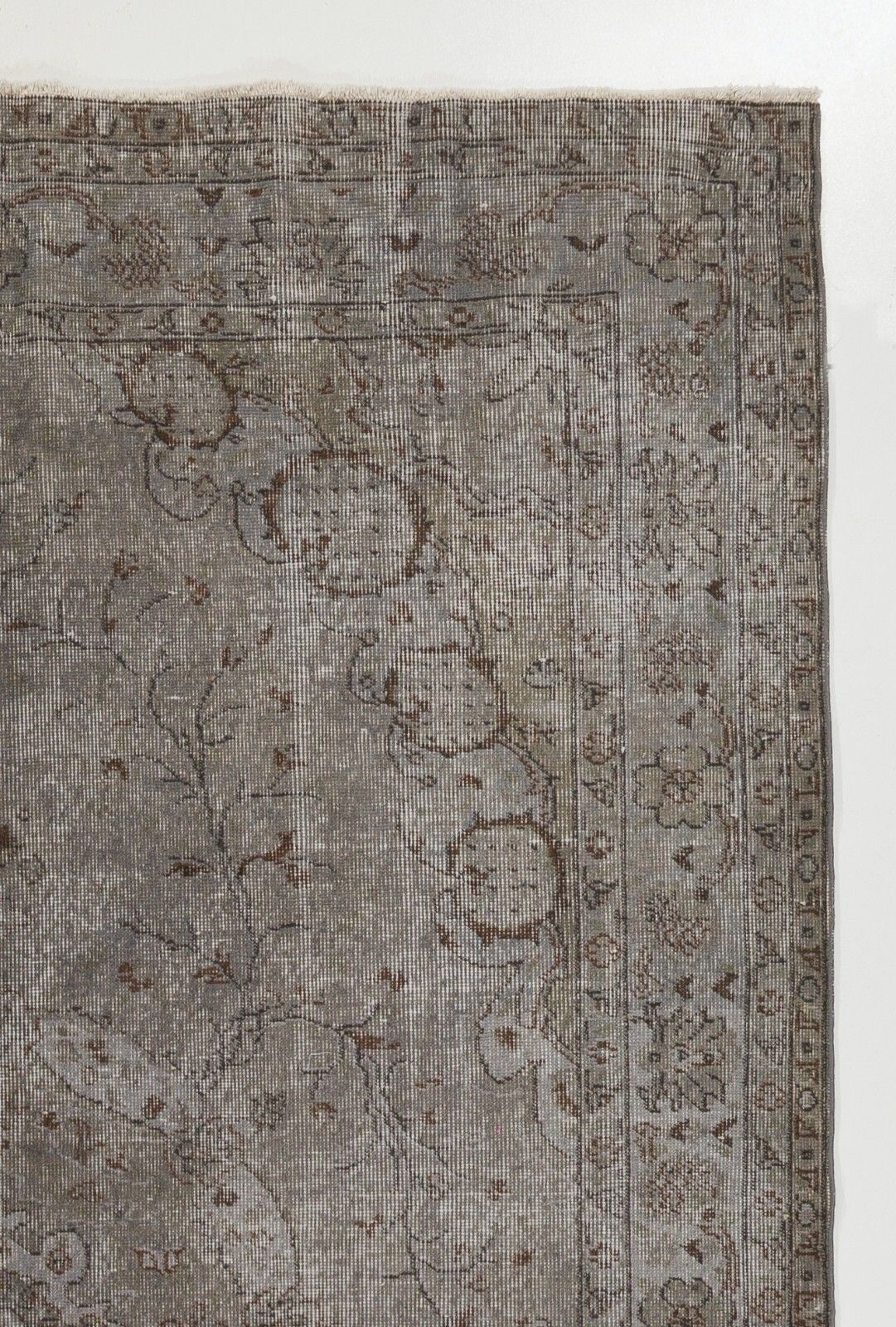 6.5x9.8 Ft Mid Century Area Rug Overdyed In Gray, Hand Knotted In Turkey photo for sale