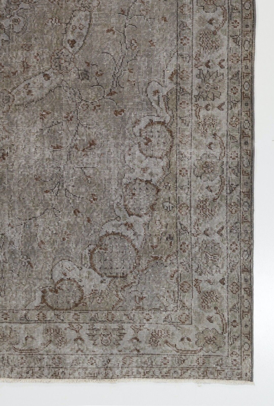6.5x9.8 Ft Mid Century Area Rug Overdyed In Gray, Hand Knotted In Turkey photo 537.0