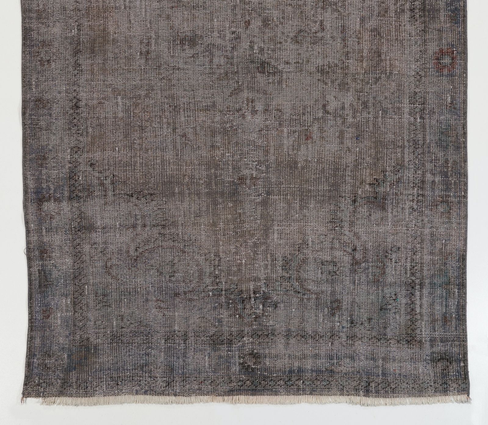 5.2x9.2 Ft Contemporary Vintage Area Rug Overdyed In Gray, Handknotted In Turkey photo for sale