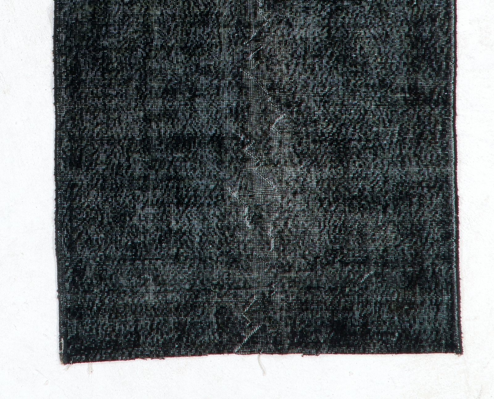 3.8x6.7 Ft Vintage Accent Rug Overdyed In Black, Handknotted In Turkey photo for sale