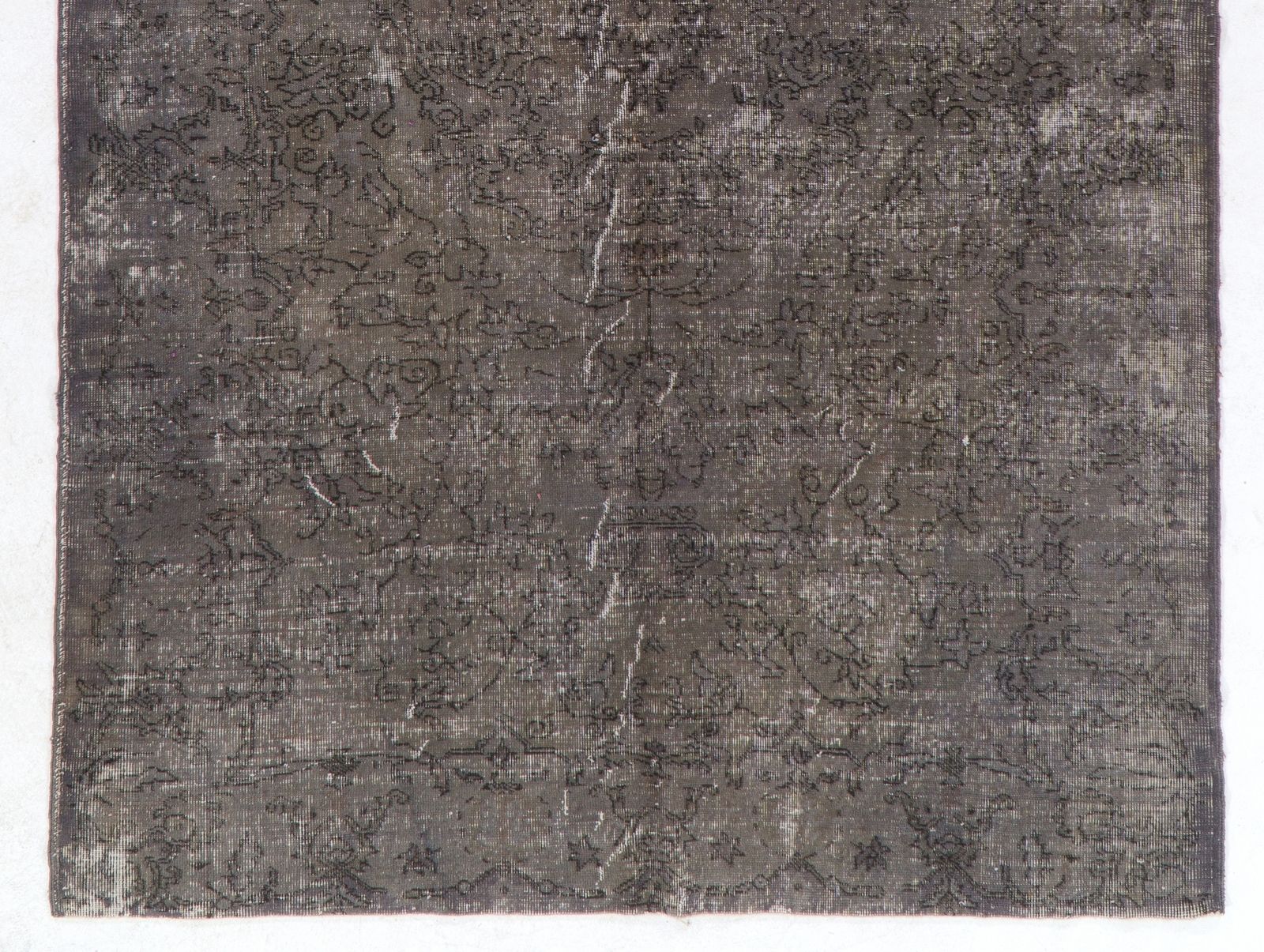 6.3x9.8 Ft Hand Knotted Vintage Anatolian Rug Over Dyed In Gray For Living Room photo for sale