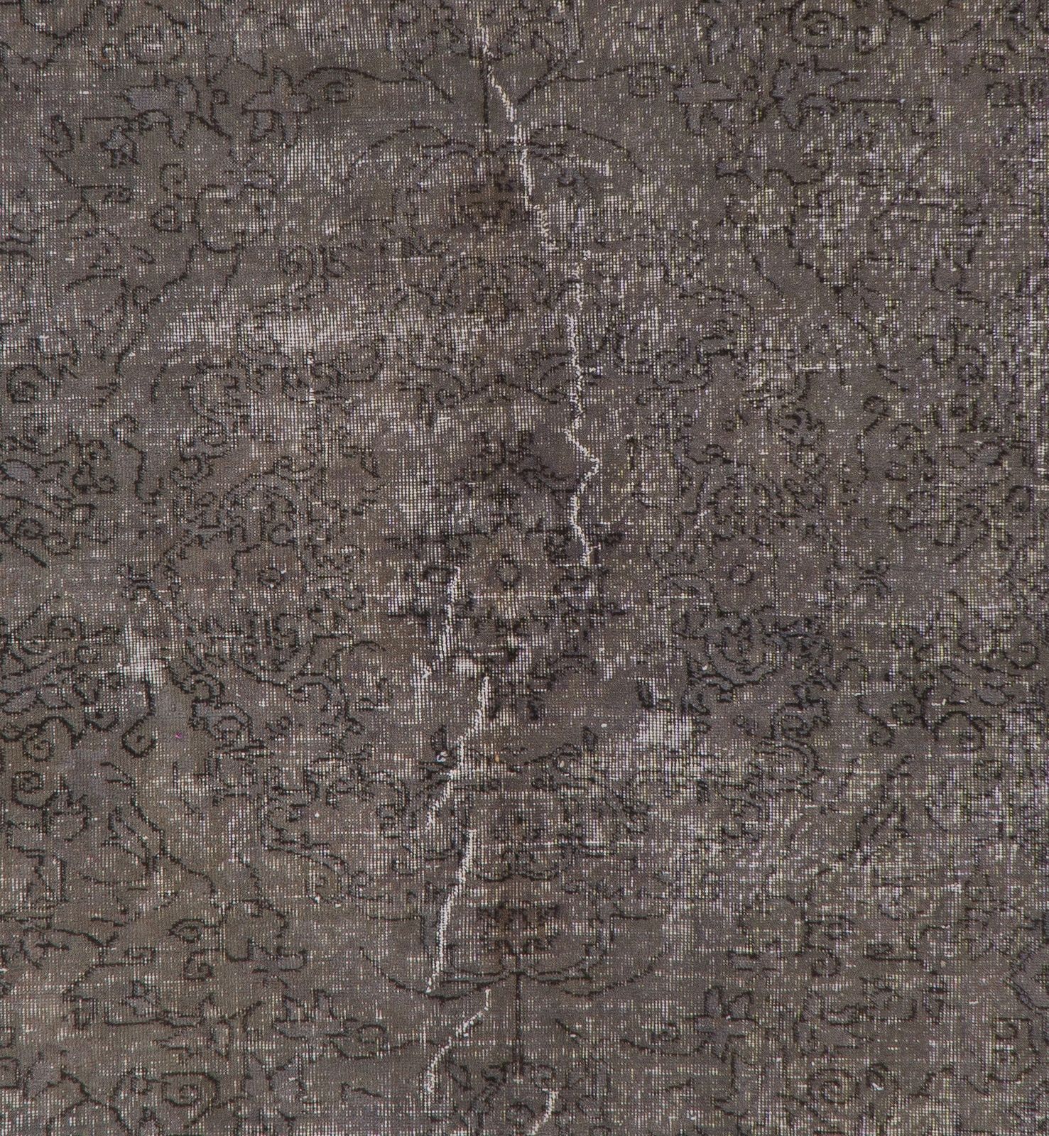 6.3x9.8 Ft Hand Knotted Vintage Anatolian Rug Over Dyed In Gray For Living Room photo 519.0
