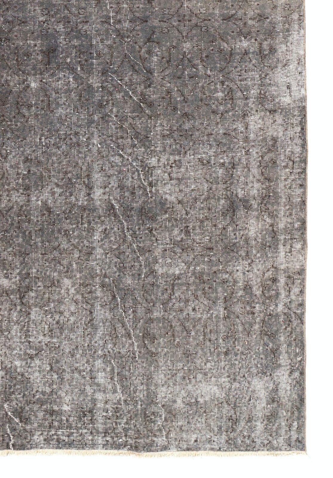 6.9x10 Ft Distressed Vintage Area Rug Overdyed In Gray, Handknotted In Turkey photo for sale