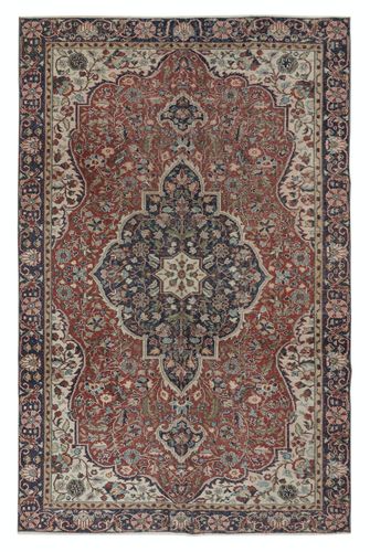 6.8x10.2 Ft Vintage Handmade Wool Area Rug. One Of A Kind Turkish Carpet