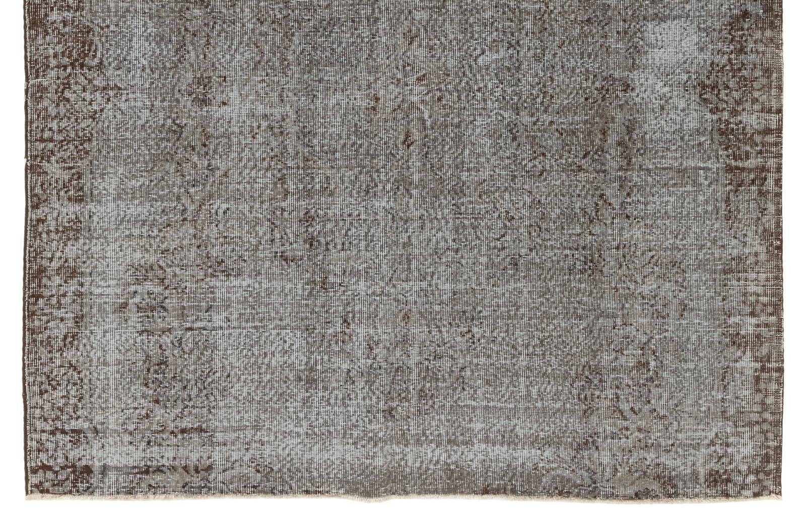 6.3x8.2 Ft Mid Century Area Rug Overdyed In Gray, Handknotted In Turkey photo for sale