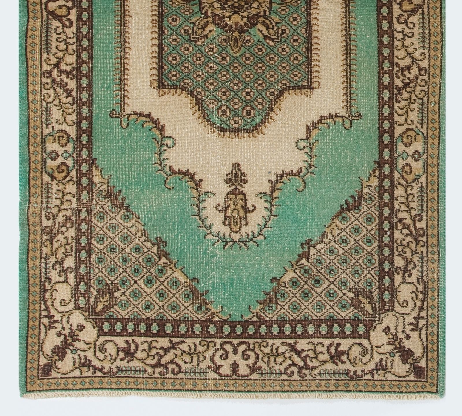 3.9x7 Ft Handmade Geometric Medallion Design Vintage Accent Rug From Turkey photo for sale