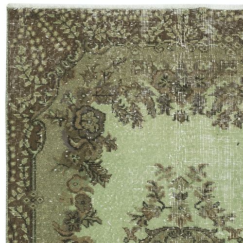 3.8x7 Ft Hand Made Green Color Medallion Design Accent Rug From Turkey photo Textiles