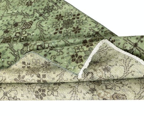 4x6.8 Ft Modern Floral Patterned Area Rug In Green. Hand Knotted In Turkey photo for sale
