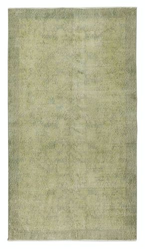 4x7 Ft Overdyed Wool Light Green Color Area Rug. Hand Knotted In Turkey