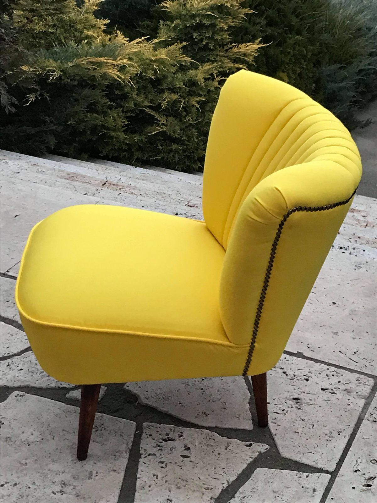 1950s Cocktail Chair Yellow Fabric photo Furniture
