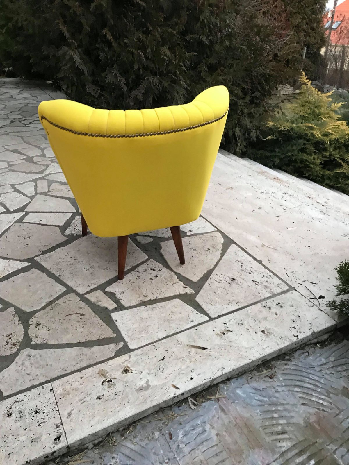 1950s Cocktail Chair Yellow Fabric photo 504.0