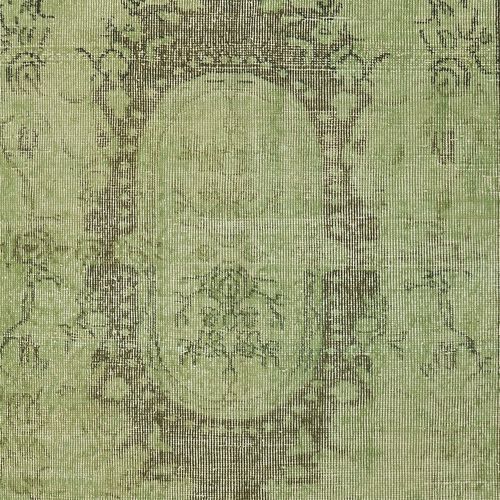 3.7x7 Ft Modern Handmade Baroque Design Turkish Accent Rug In Light Green Color photo 218.0