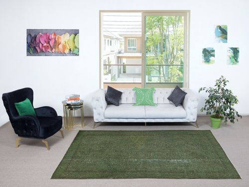 5.5x9.5 Ft Contemporary Hand Knotted Turkish Wool Area Rug In Dark Green photo furniture