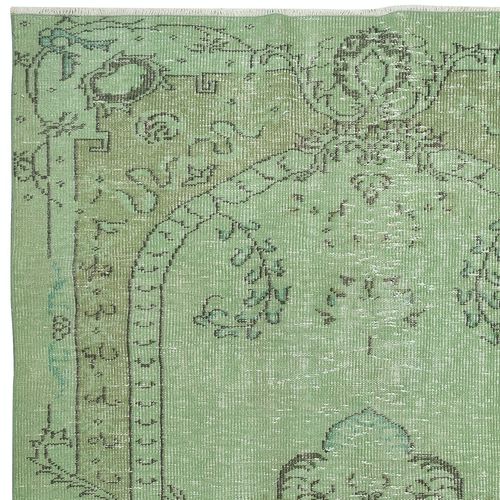 5x8 Ft Green Color Wool Area Rug For Modern Interiors, Handmade In Turkey photo Textiles