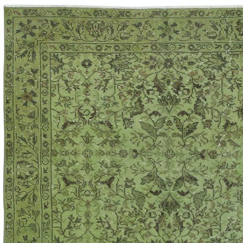 5.2x9.3 Ft Modern Hand Knotted Turkish Floral Patterned Rug In Green Color photo Textiles