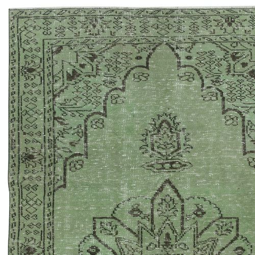 5x8.7 Ft Authentic Handmade Green Color Turkish Area Rug For Modern Interiors photo Textiles