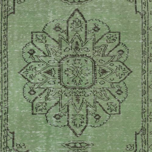 5x8.7 Ft Authentic Handmade Green Color Turkish Area Rug For Modern Interiors photo 389.0