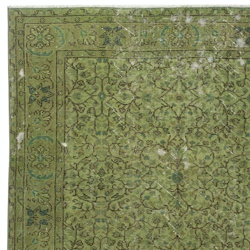 5.2x8.6 Ft Modern Style Floral Patterned Area Rug In Green, Handmade In Turkey photo Textiles