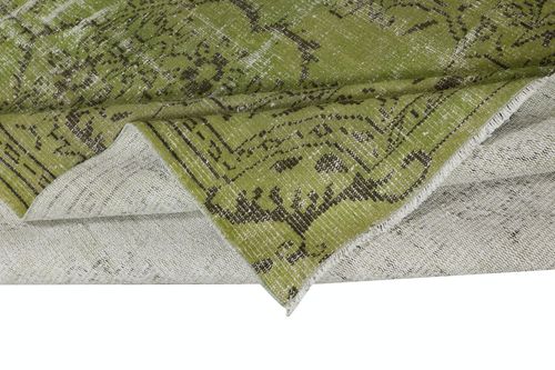 5.6x8.6 Ft Contemporary Handmade Turkish Wool Area Rug In Green photo for sale