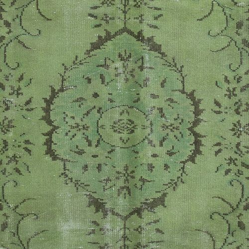 5.8x9.3 Ft Modern Wool Area Rug. Handmade In Turkey. Green Color Living Room Rug photo 519.0
