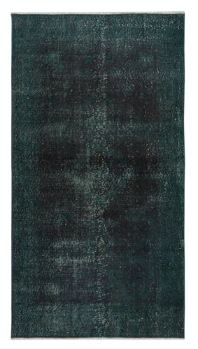 3.7x7 Ft Contemporary Accent Rug In Dark Green. Hand Knotted In Turkey