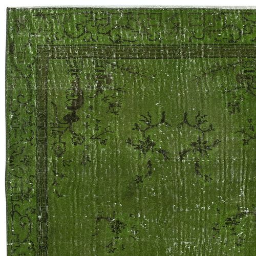 3.8x6.8 Ft Art Deco Chinese Inspired Handmade Turkish Accent Rug In Green photo Textiles