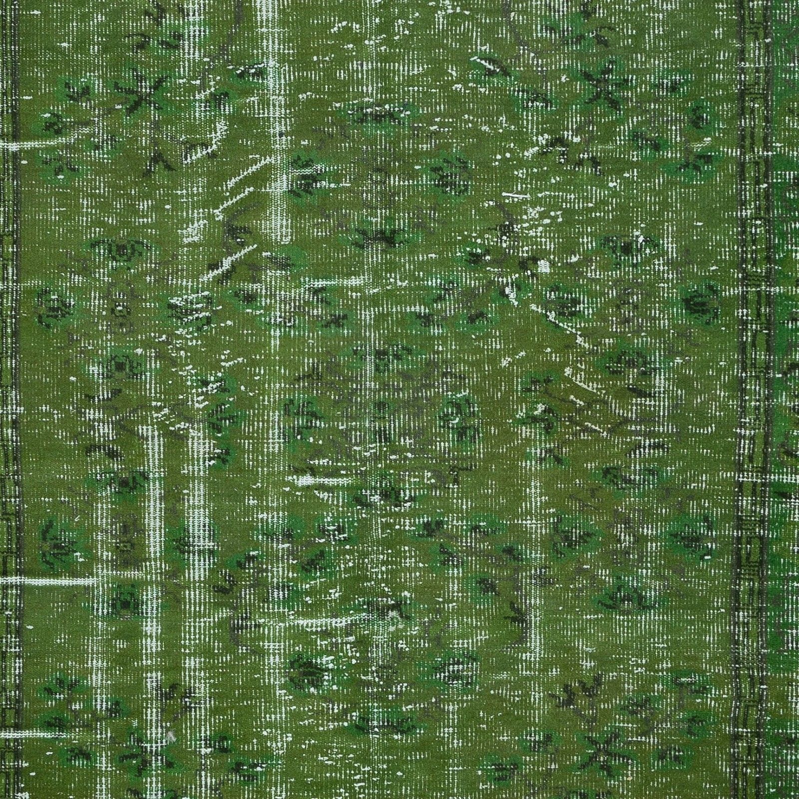 5.4x8.8 Ft Hand Made Turkish Area Rug In Green, Modern Upcycled Carpet photo 405.0