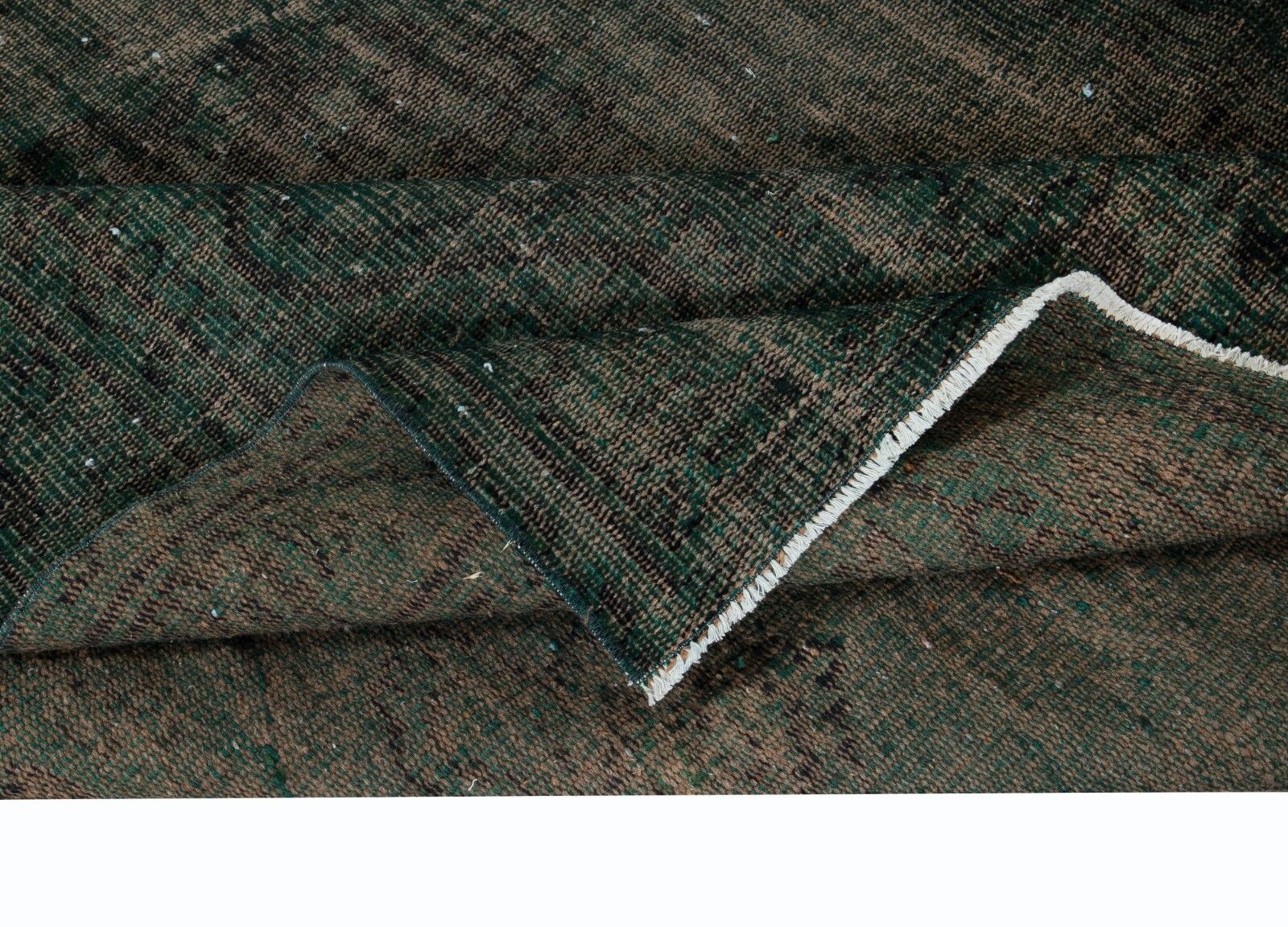 5.3x8.5 Ft Distressed Dark Green Rug, Handmade Turkish Shabby Chic Carpet photo for sale