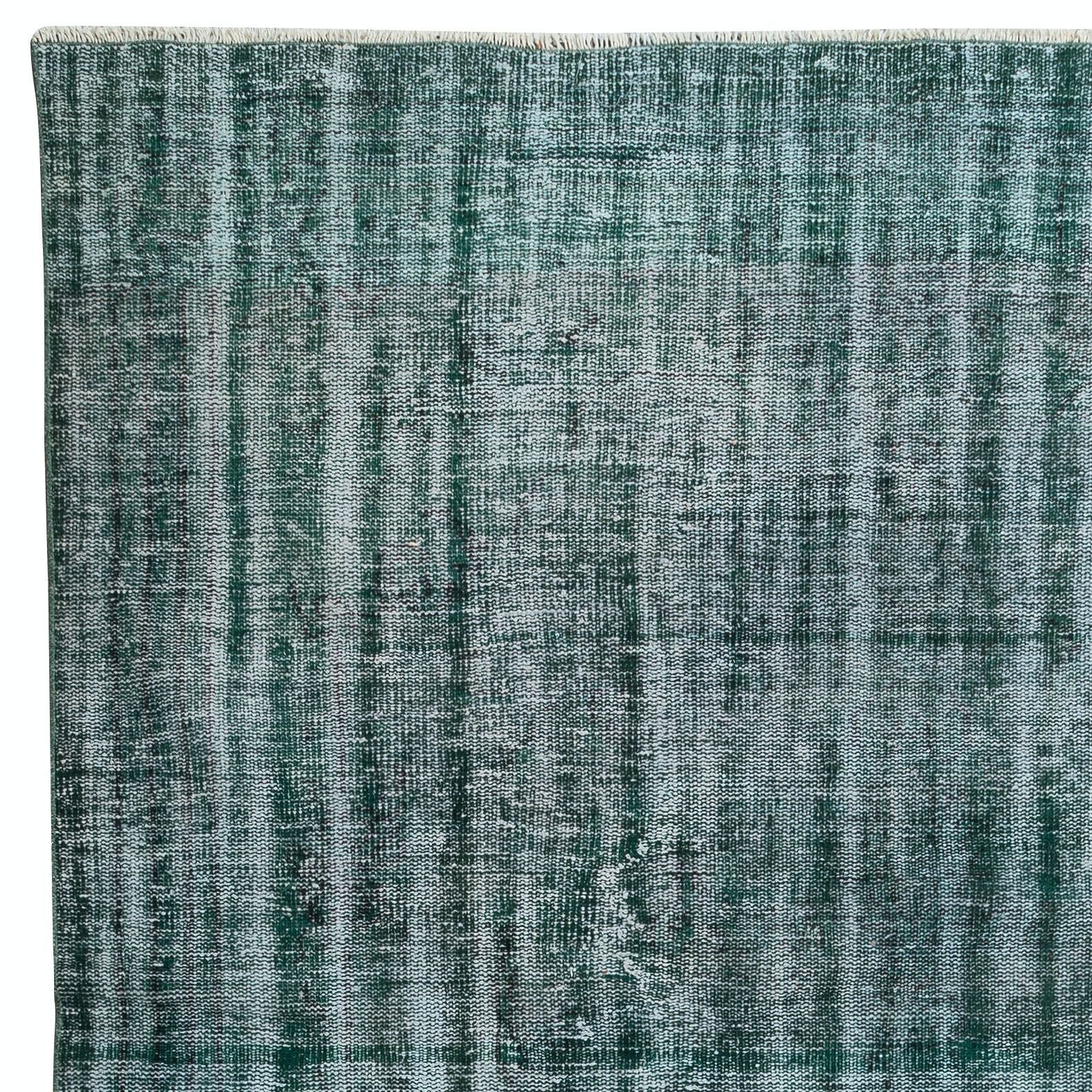 6.3x9.5 Ft Distressed Dark Green Rug, Handmade Turkish Carpet, Floor Covering photo Textiles