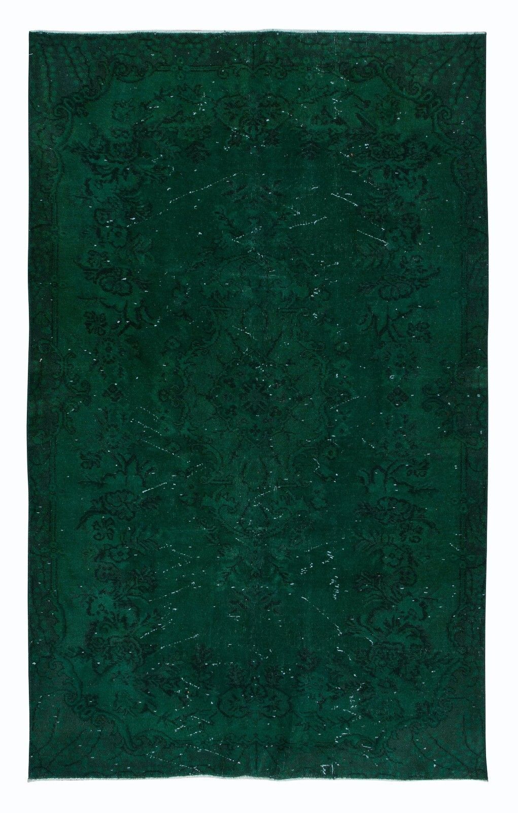 5.3x8.3 Ft Hand Made Central Anatolian Area Rug In Forest Green, Modern Carpet
