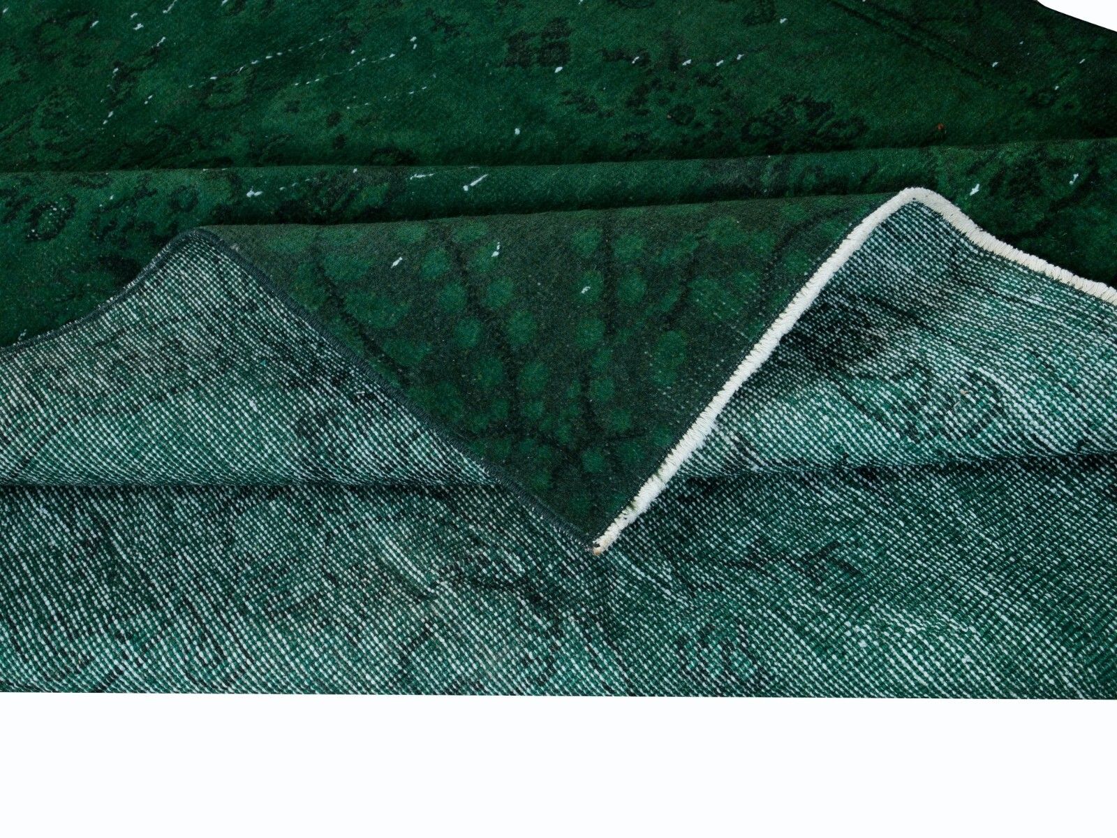 5.3x8.3 Ft Hand Made Central Anatolian Area Rug In Forest Green, Modern Carpet photo for sale