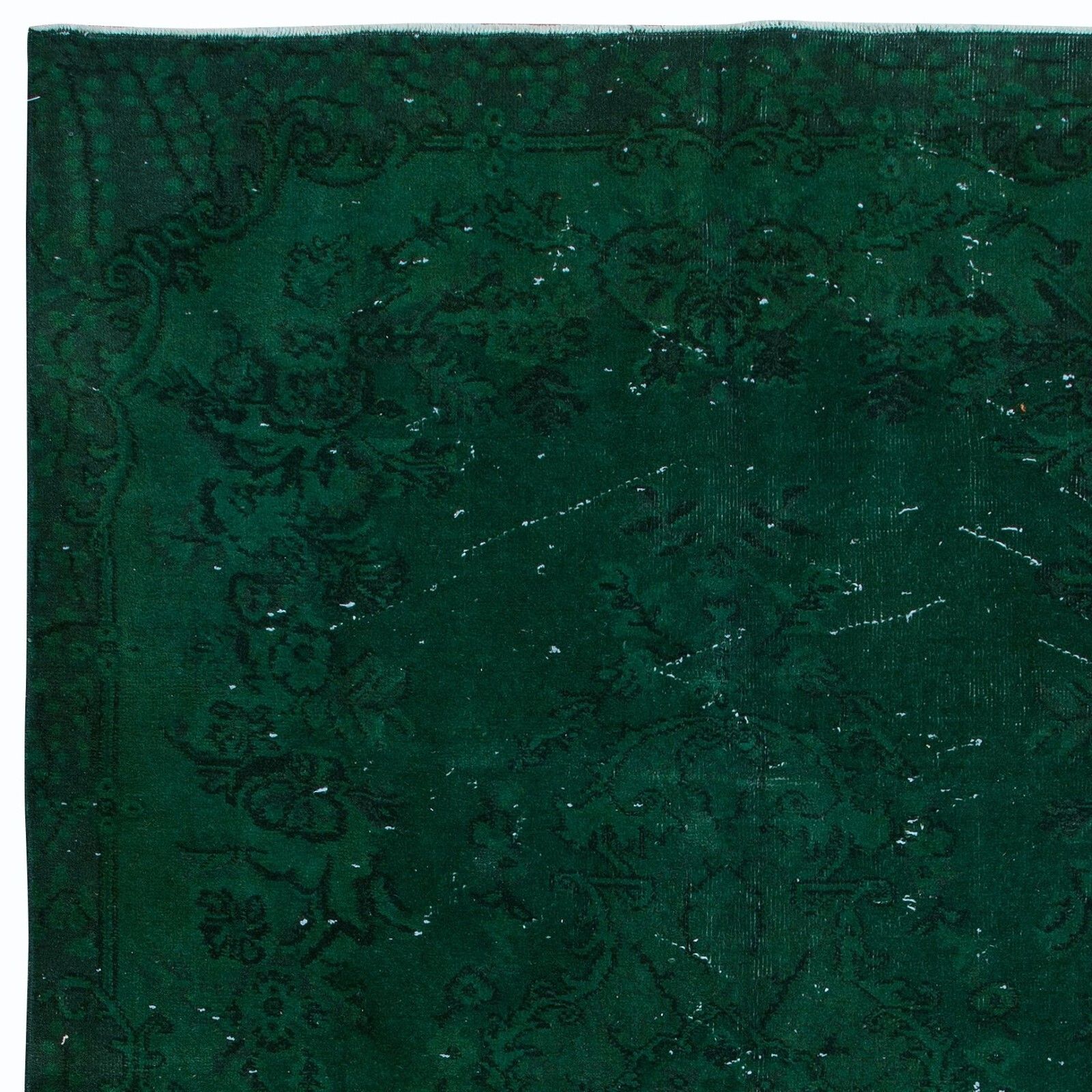5.3x8.3 Ft Hand Made Central Anatolian Area Rug In Forest Green, Modern Carpet photo Textiles