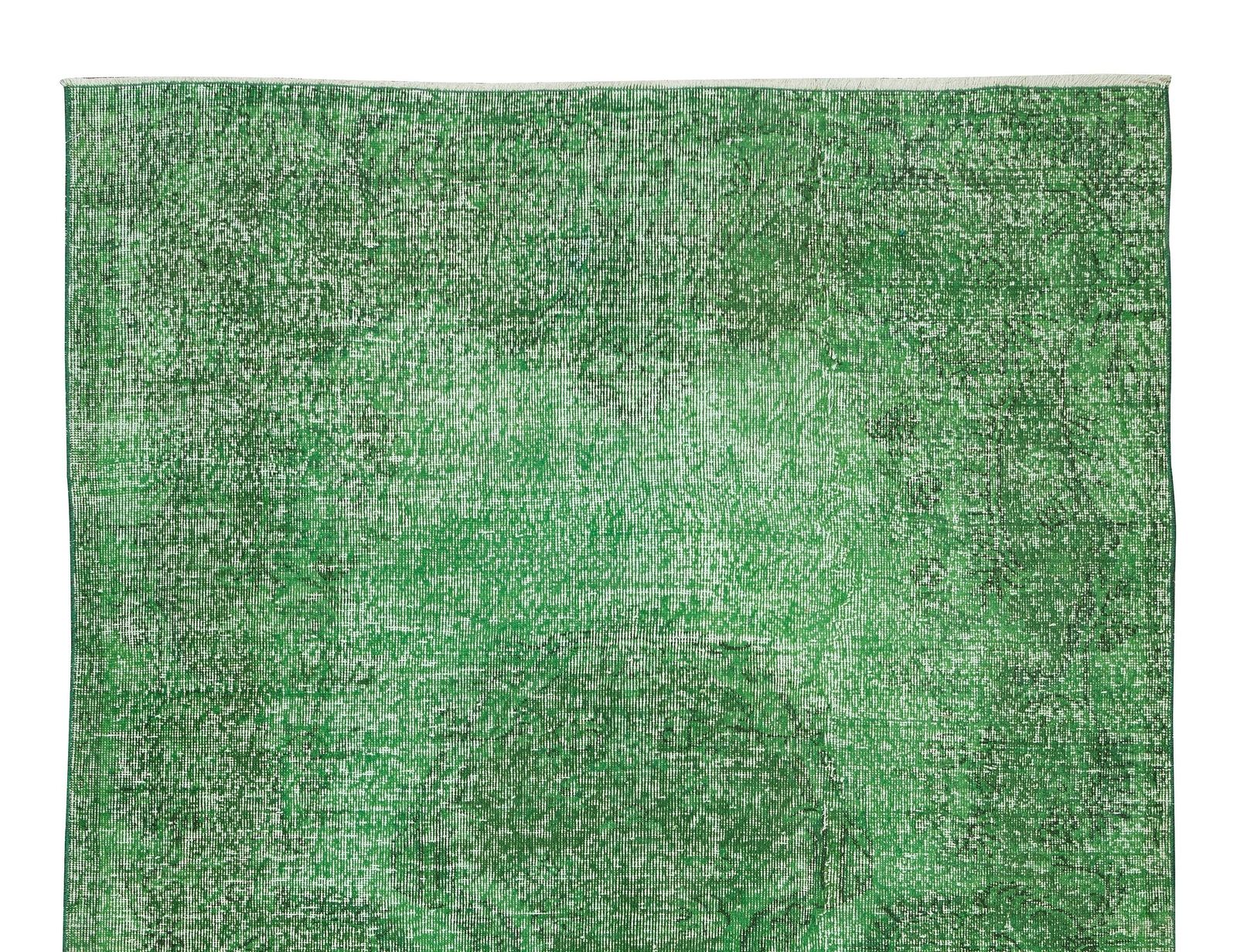 5.6x8.7 Ft Handmade Vintage Turkish Rug Over Dyed In Green 4 Modern Interiors photo Textiles