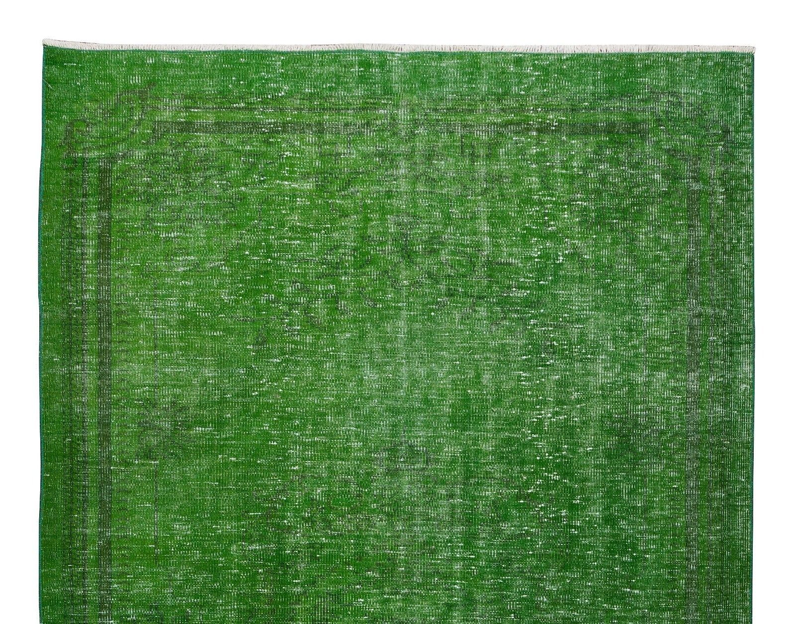 5.7x9.3 Ft Authentic Green Over Dyed Turkish Hand Knotted Rug For Living Room photo Textiles
