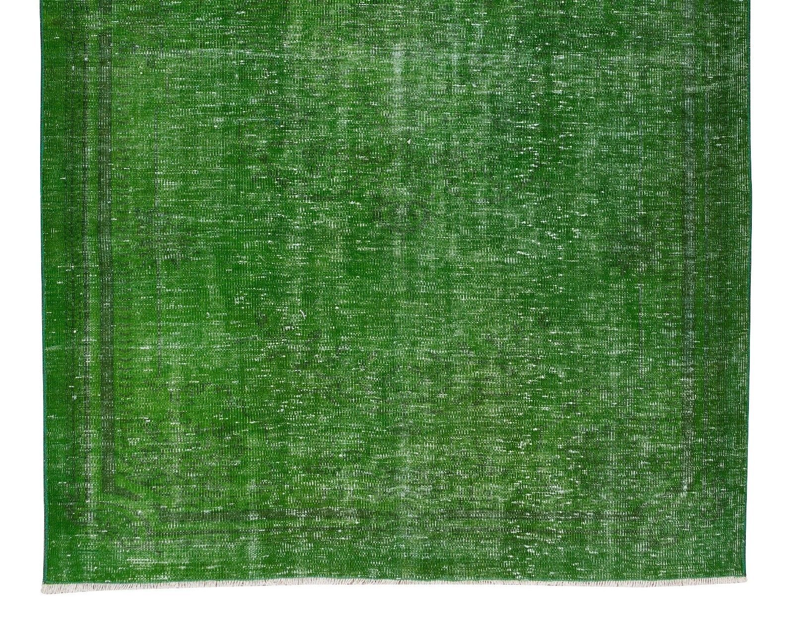 5.7x9.3 Ft Authentic Green Over Dyed Turkish Hand Knotted Rug For Living Room photo 453.0