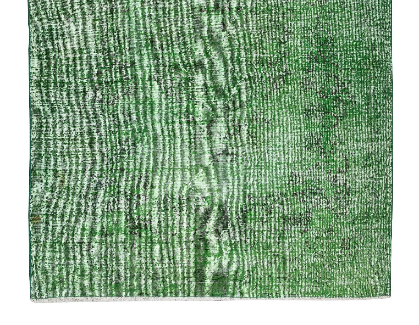 6.2x10 Ft Turkish Green Rug, Handmade Vintage Wool Rug Re Dyed In Green photo 528.0