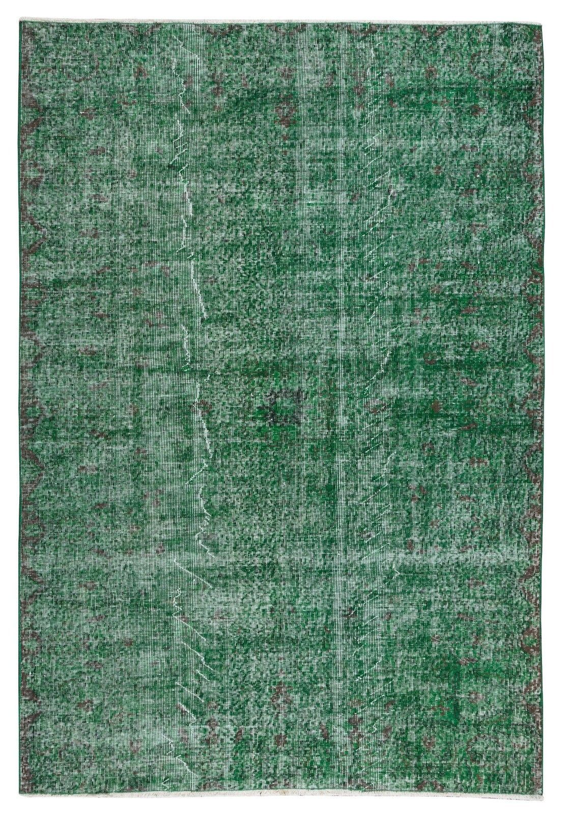 5.6x8 Ft Handmade Vintage Turkish Rug Re Dyed In Green, Great 4 Modern Interiors