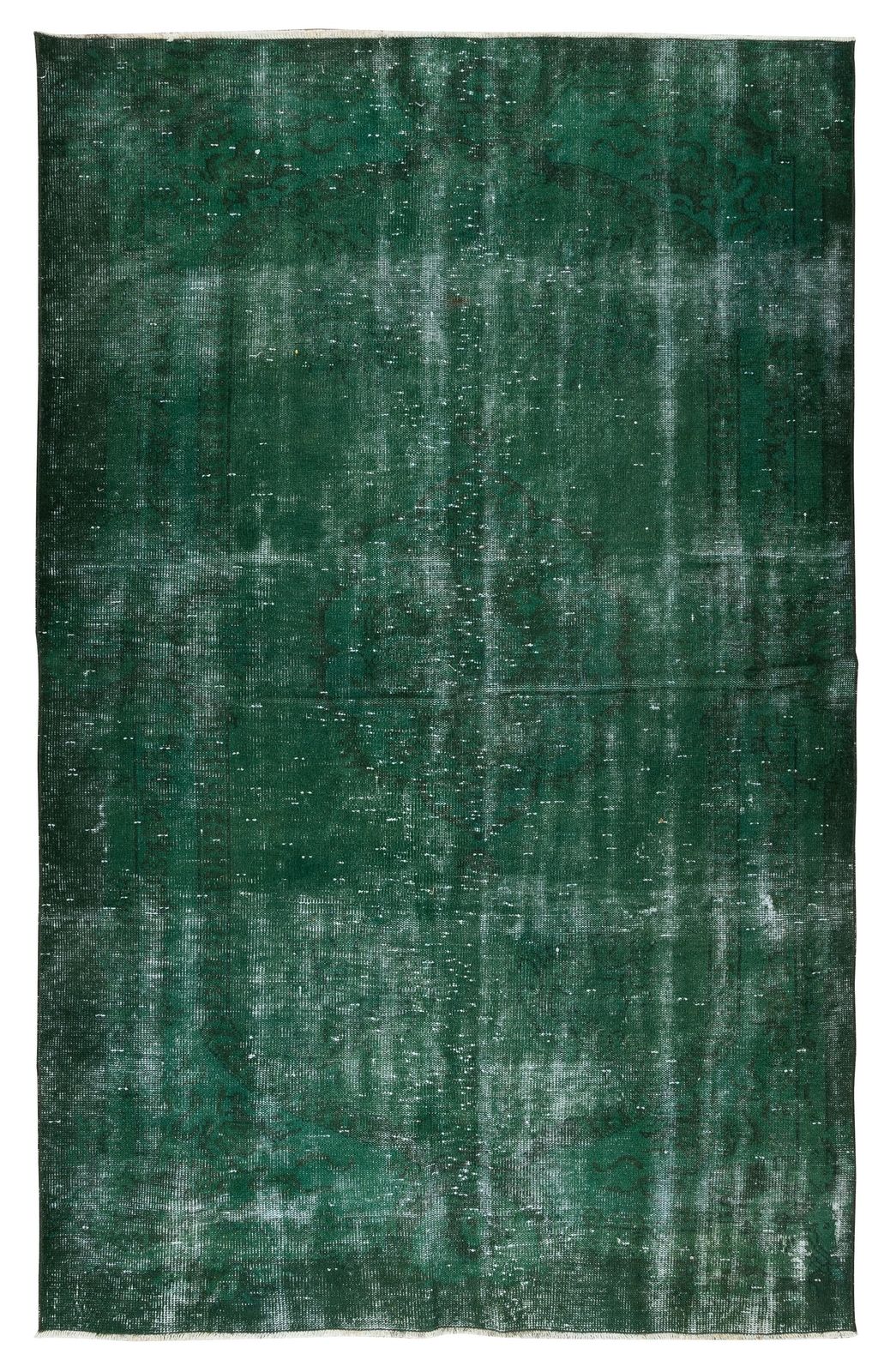 5.6x8.6 Ft Handmade Vintage Turkish Rug Over Dyed In Green 4 Modern Interiors