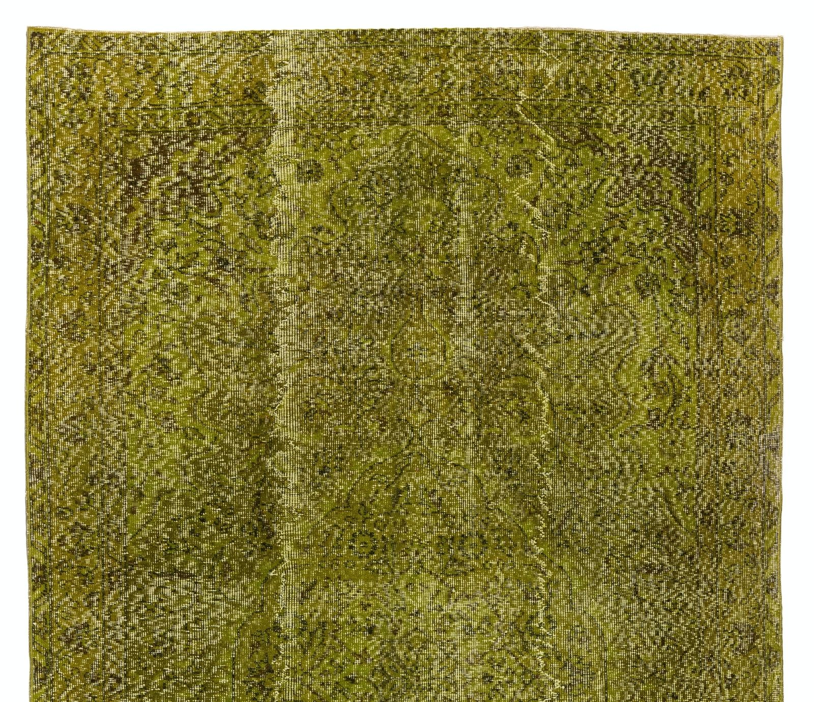 5.3x9.2 Ft Contemporary Handmade 1960s Turkish Rug Redyed In Light Green photo Textiles