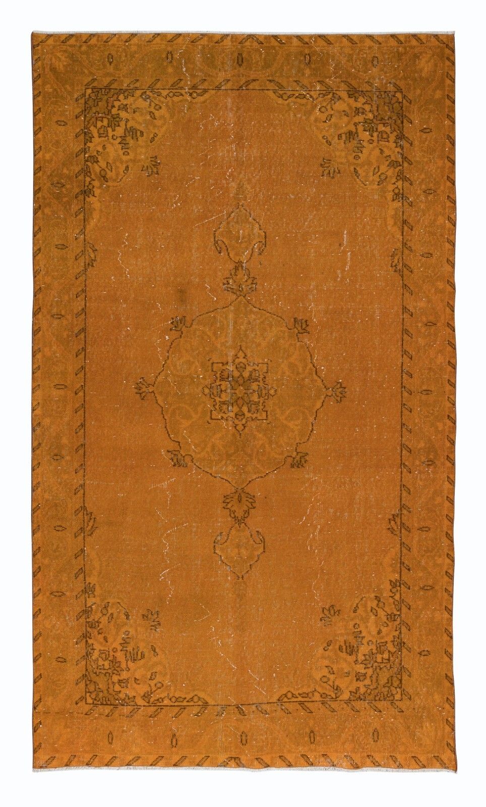 5.3x9 Ft Authentic Orange Rug For Modern Interiors, Handmade Anatolian Carpet