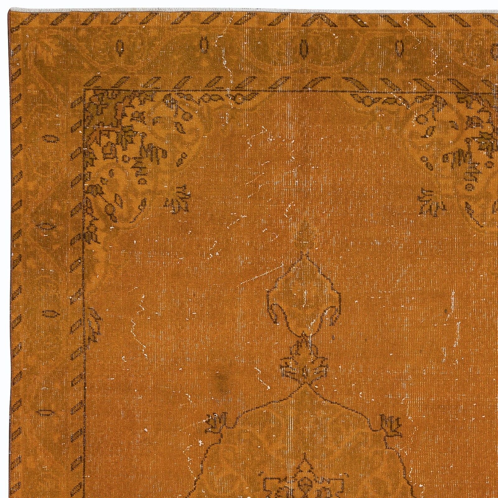 5.3x9 Ft Authentic Orange Rug For Modern Interiors, Handmade Anatolian Carpet photo Textiles