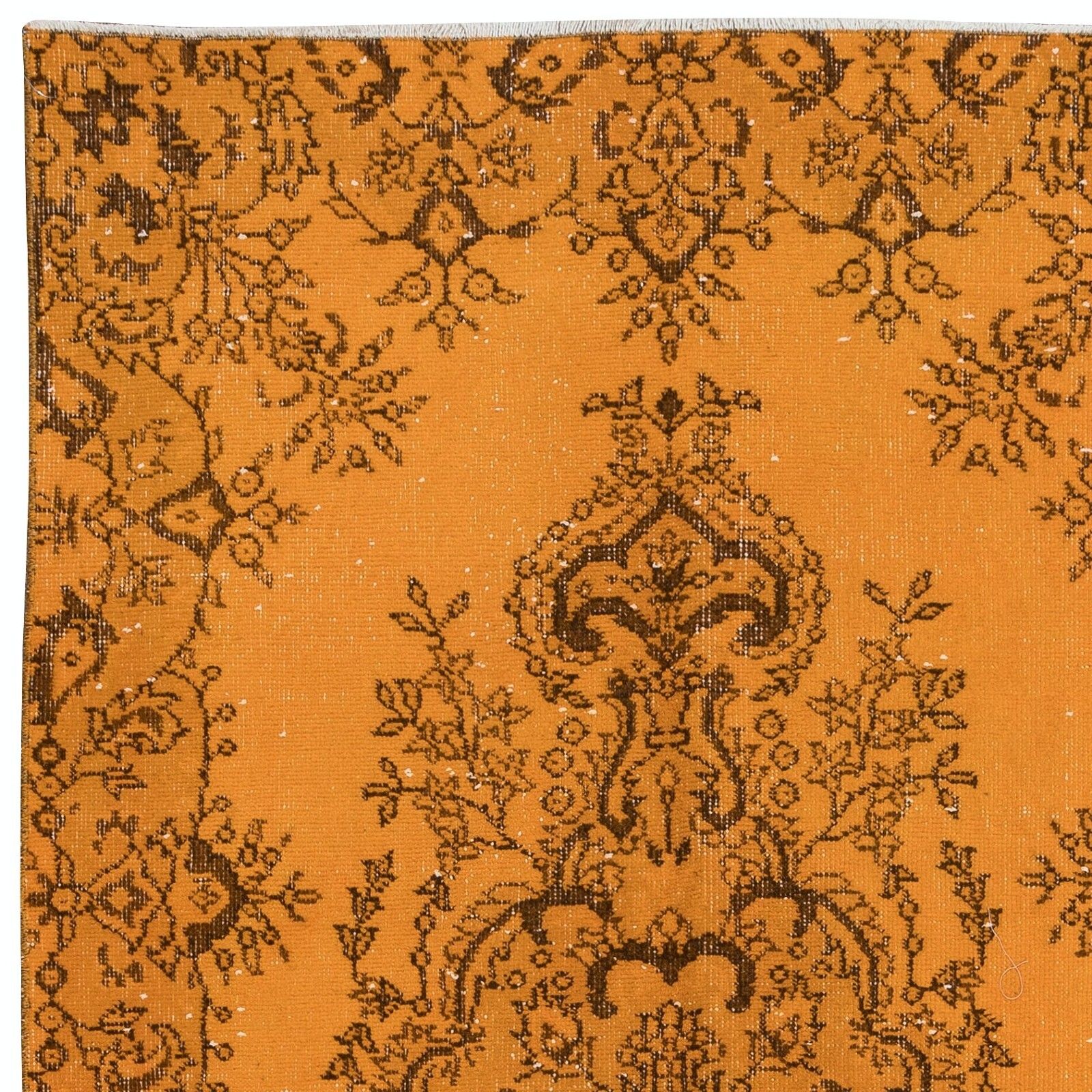 3.6x7 Ft Home Decor Rug, Orange Floor Covering, Modern Handmade Turkish Carpet photo Textiles