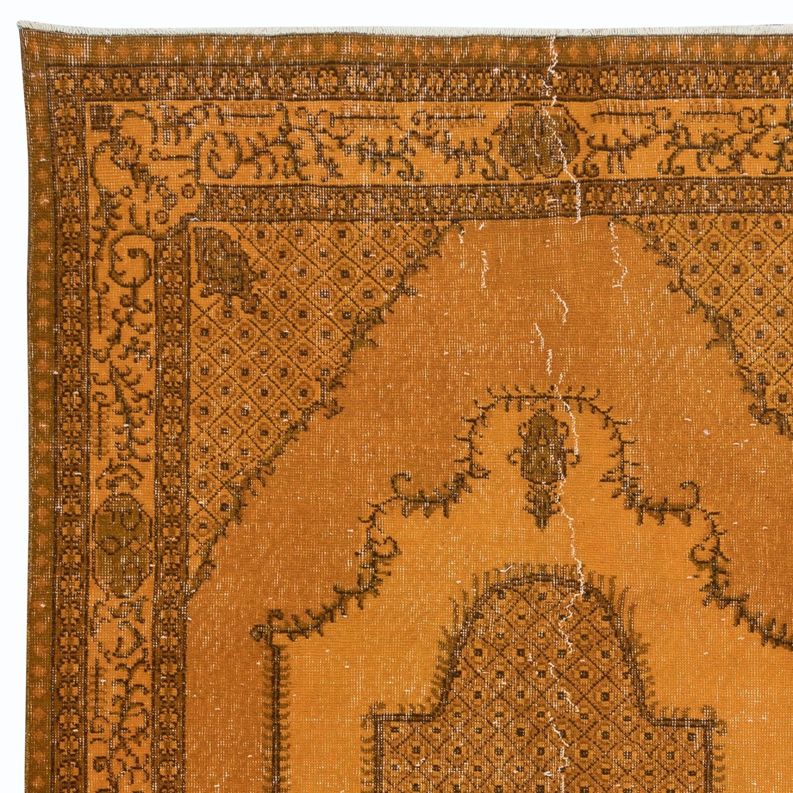 5.5x9 Ft Modern Handmade Turkish Area Rug With Medallion Design In Orange photo Textiles