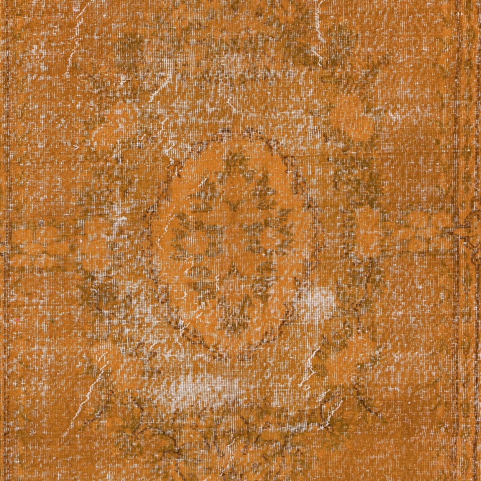 5.3x8 Ft Orange Area Rug, Handmade Floor Covering, Upcycled Turkish Carpet photo 425.0