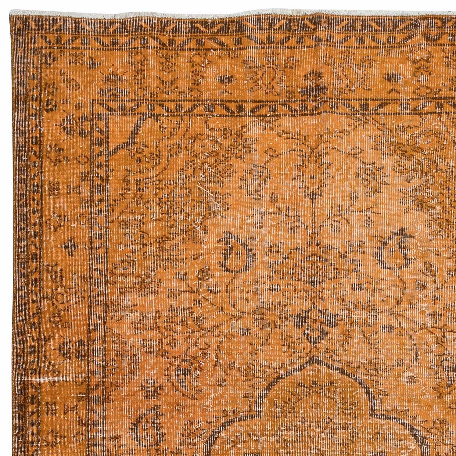5.2x8.8 Ft Vintage Orange Area Rug, Handwoven And Handknotted In Turkey photo Textiles