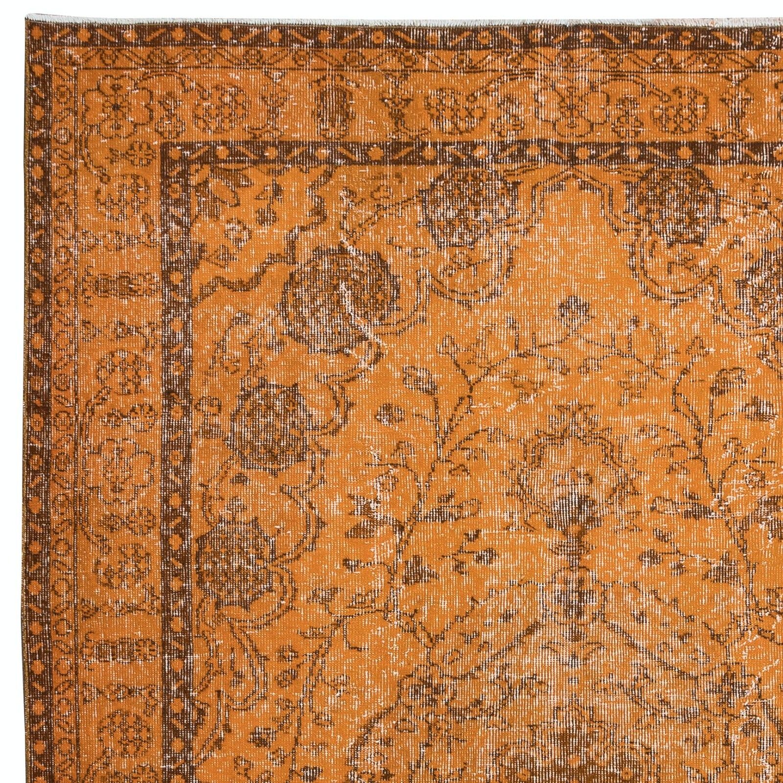 6x9 Ft Orange Area Rug For Modern Interiors, Hand Knotted In Turkey photo Textiles